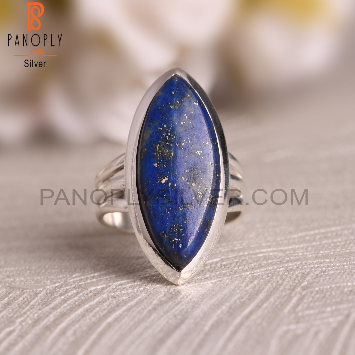 Natural Lapis Lazuli 925 Stamp Silver Ring