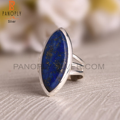 Natural Lapis Lazuli 925 Stamp Silver Ring