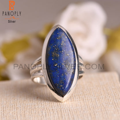 Natural Lapis Lazuli 925 Stamp Silver Ring