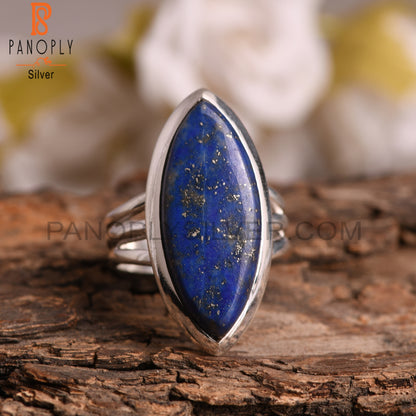 Natural Lapis Lazuli 925 Stamp Silver Ring