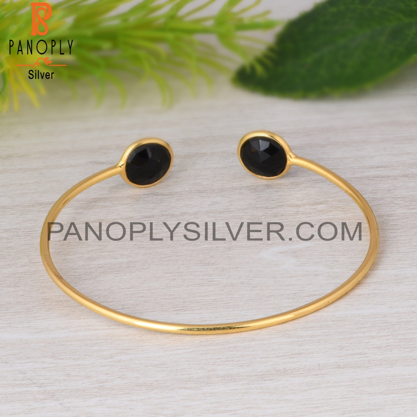 Black Onyx 925 Sterling Silver Bangle