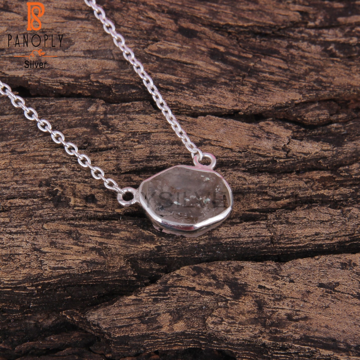 Herkimer Diamond Hexagon 925 Sterling Silver Pendant